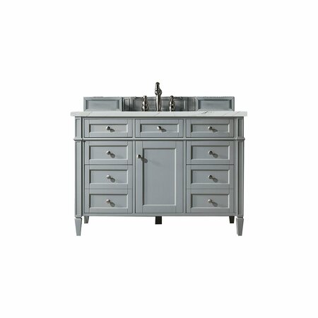 JAMES MARTIN VANITIES Brittany 48in Single Vanity, Urban Gray w/ 3 CM Ethereal Noctis Quartz Top 650-V48-UGR-3ENC